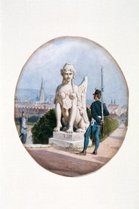 Um soldado de infantaria em serviço de sentinela em frente ao Belvedere Superior de Carl Goebel d. J.