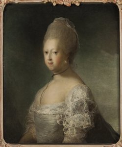 Caroline Mathilde de Hanovre, princesa de Grande Bretagne et reine consort de Danemark et Norvege - Retrato de Caroline Matilda da Grã-Bretanha (1751-1775), rainha da Dinamarca, de Pilo, Carl Gustaf (1711-1793). Óleo sobre tela. Dimensão : 76x63 cm. Naçãoa
