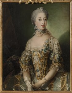 Sophie Madeleine de Danemark, reine de Suede - Retrato de Sophia Magdalena da Dinamarca (1746-1813), rainha da Suécia, de Pilo, Carl Gustaf (1711-1793). Óleo sobre tela