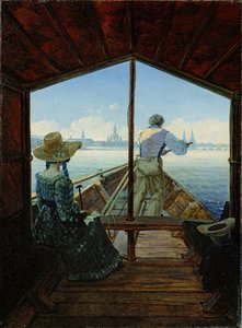 Uma gôndola no Elba, perto de Dresden de Carl Gustav Carus