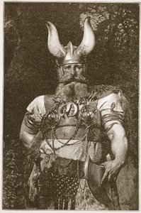 Um chefe Viking, ilustração de "A Igreja da Inglaterra: uma história para o povo" por HDM Spence-Jones, pub. c.1910 (foto sépia) de Carl Haag
