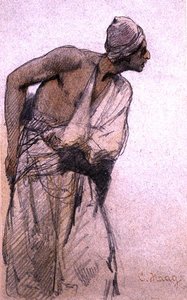 Um camponês árabe (lápis e lavagem a aguarela sobre papel) de Carl Haag