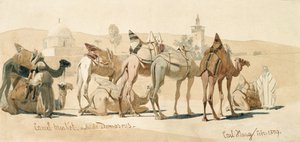 Camel Market Outside Damascus, 1859 (lápis e papel) de Carl Haag