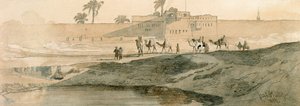 Fora de Bab il Cadit, Cairo, 1859 (lápis e papel) de Carl Haag