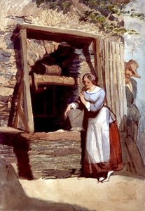 Estudo de uma Senhora por um Poço, com o seu admirador a olhar de Carl Haag