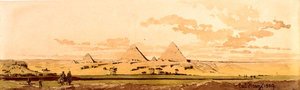 As Pirâmides de Gizé, 1859 (wc no papel) de Carl Haag