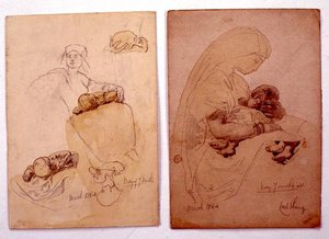 Dois estudos de uma mãe e um filho de Carl Haag