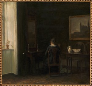 Interior com a esposa do artista Emilie Heise de Carl Holsoe
