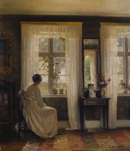 A Lady in an Interior (óleo sobre tela) de Carl Holsoe