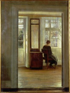 A Lady in an Interior (óleo sobre tela) de Carl Holsoe