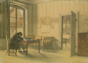 Erwin Speckter em sua casa em Munique (wc on paper) de Carl Julius Milde