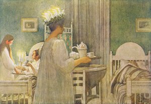 Manhã de Natal, pub. em &39;Lasst Licht Hinin&39; (&39;Deixe entrar mais luz&39;), 1908 de Carl Larsson