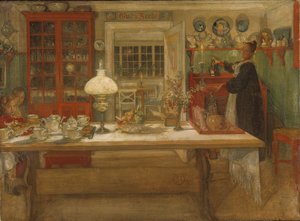Preparando-se para um jogo de Carl Larsson
