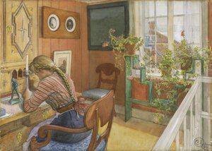 Cartas, 1912 (wc no papel) de Carl Larsson