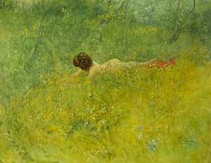 Na grama; I Grongraset, 1902 de Carl Larsson