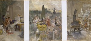 Projecto revisto para a decoração das paredes do salão inferior do NM de Carl Larsson