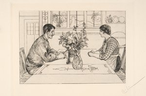 Autorretrato como gravador de Carl Larsson