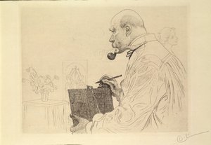 Autorretrato como gravador de Carl Larsson