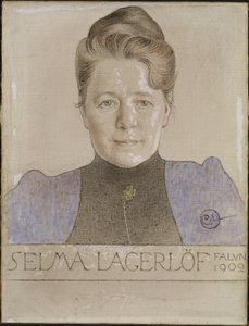 Selma Lagerlof - Retrato da autora Selma Lagerloef (1858-1940), de Larsson, Carl (1853-1919). Giz e óleo sobre tela de Carl Larsson