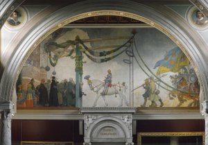 A entrada do rei Gustav Vasa da Suécia em Estocolmo em 1523, 1908 de Carl Larsson
