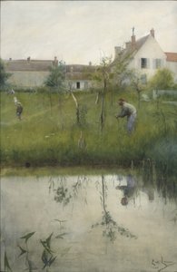 O velho e o berçário, 1883 (wc no papel) de Carl Larsson