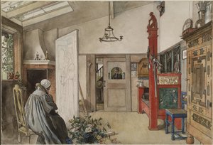 The Studio, da série A Home, c.1895 (wc no papel) de Carl Larsson