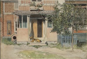 A varanda. De Um lar (26 aguarelas) de Carl Larsson