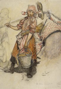 Lavadeira (pastel sobre papel) de Carl Larsson