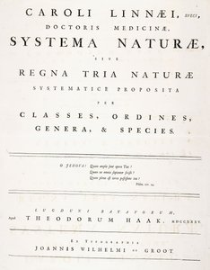Página de título de &39;Systema naturae&39; de Carl Linnaeus