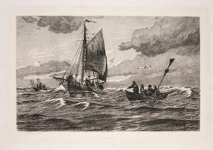 Pescadores no mar