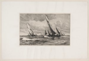 Os cortadores de pesca estão no mar