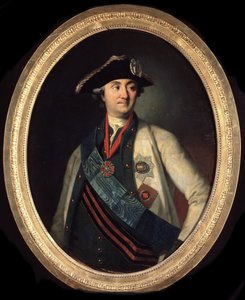 "Portrait du comte Alexei Grigorievitch Orlov (1737-1808), commandant des Forces navales russes" (Retrato do comandante-chefe da frota Conde Alexey Grigoryevich Orlov de Chesma (1737-1808)) Peinture de Carl Ludwig Johann Christineck (1732/3-17 de Carl Ludwig Christinek