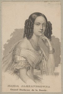 Maria Alexandrovna (nascida Maximiliane Wilhelmine Marie de Hesse-Darmstadt, 1824 Darmstadt - 1880 São Petersburgo) - filha mais nova de Luís II de Hesse e de Guilhermina de Baden, princesa de Hesse, imperatriz da Rússia como esposa do czar Alexandre II de Carl Mayer