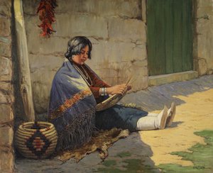 Criador de cestos Hopi (óleo sobre tela)