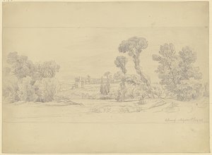 Estudo de árvores na área de Villeneuve, perto de Avignon de Carl Morgenstern