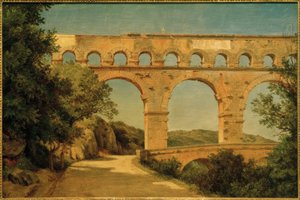 Pont du Gard, perto de Nîmes - Pintura de Carl Morgenstern de Carl Morgenstern