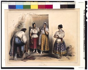 Mulheres de Puebla, depois de 1836 (cor litho)