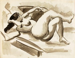 Nu feminino reclinado com as pernas cruzadas de Carl Newman