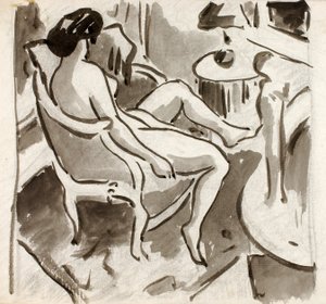 Nu feminino sentado, vista lateral de Carl Newman