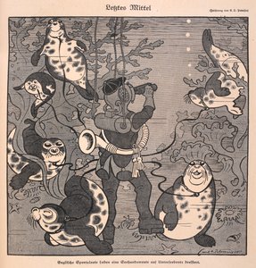 Último recurso: último recurso. Um mergulhador com focas; cena subaquática de Carl Olof Petersen