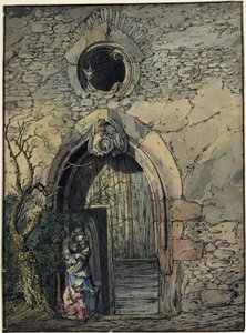 Portal gótico no edifício Ruprecht do Castelo de Heidelberg de Carl Philipp Fohr