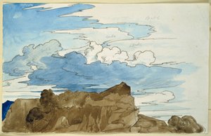 Estudo de nuvens sobre um cume rochoso nas montanhas de Carl Philipp Fohr