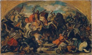 Frederico II, o Briguento (1219–1246) vitorioso sobre os mongóis na Batalha de Leitha perto de Wiener Neustadt em 15 de junho de 1246
