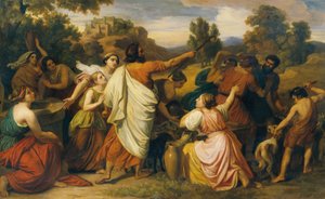 Moisés protege as filhas de Requel de Carl Rahl
