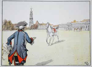 Old Fritz e seu cavalo favorito de Carl Röchling