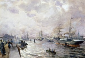 Navios à vela no porto de Hamburgo, 1889 (wc e guache sobre papel)