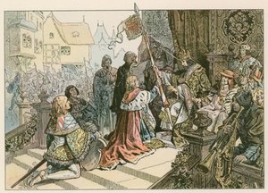 Frederico I (1371-1440) com Sigismundo em Konstanz sendo recompensado com a terra de Kurmark em 1417 de Carl Rohling