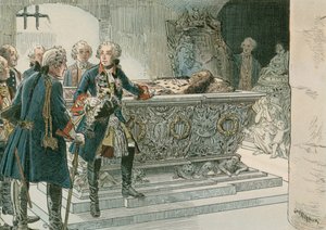 Frederico o Grande (1712-1786) no caixão do Grande Eleitor