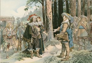 George William conhecendo Gustavus Adolphus da Suécia em Kopenick em 1631 de Carl Rohling