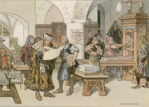 John Cicero participando da primeira impressora de livros em Stendal em 1490 de Carl Rohling